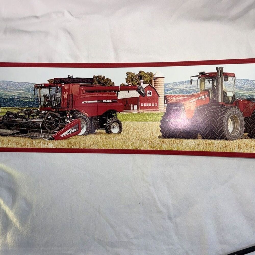 Case IH Tractor Wallpaper Border 6in x 15ft Red Farmhouse Nursery Wall Decor New